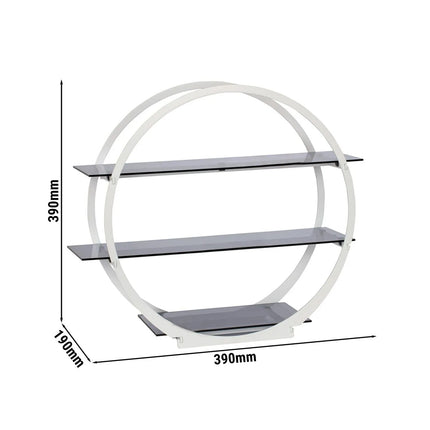 GGM Gastro Etagere / Buffet Stand - round - Ø390mm - Stainless steel frame & white plexiglass shelves - White - with 3 shelves
