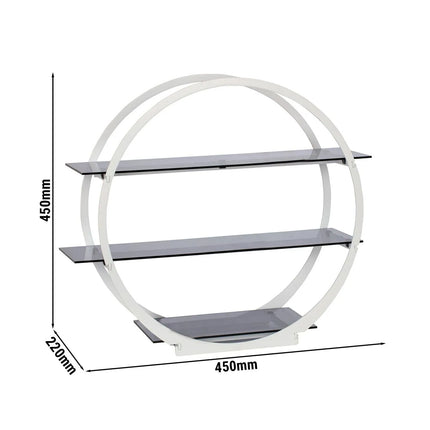 GGM Gastro Etagere / Buffet Stand - round - Ø450mm - with 3 shelves - Stainless steel frame & white plexiglass shelves - White