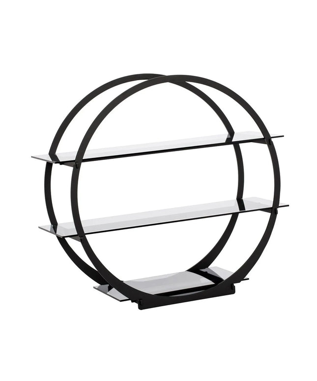 GGM Gastro Etagere / Buffet Stand - round - Ø600mm - Stainless steel frame & black plexiglass shelves - Black - with 3 shelves