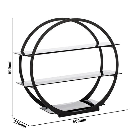 GGM Gastro Etagere / Buffet Stand - round - Ø600mm - Stainless steel frame & black plexiglass shelves - Black - with 3 shelves
