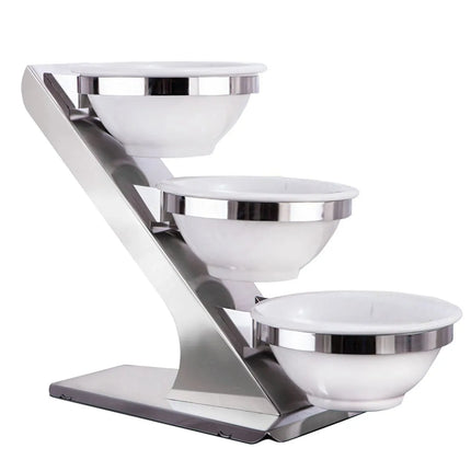 GGM Gastro Etagere / Buffet Stand - Stainless steel frame - Chrome - Ø280mm - incl. 3 Melamine bowls Ø280mm
