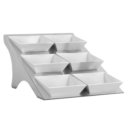 GGM Gastro Etagere / Buffet Stand - Stainless steel frame - Chrome - square - Height: 330mm - incl. 6 Melamine bowls 220x220mm - suitable for square bowls