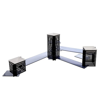 GGM Gastro Etagere / Buffet Stand - Stainless steel frame, Plexiglas shelves - Black - square - Height: 600mm - incl. 3 Melamine bowls