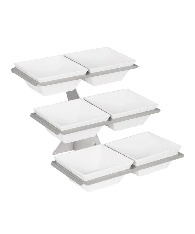 GGM Gastro Etagere / Buffet Stand - Stainless steel frame - square - Height: 415mm - incl. 6 Melamine bowls 240x240mm - with 3 shelves