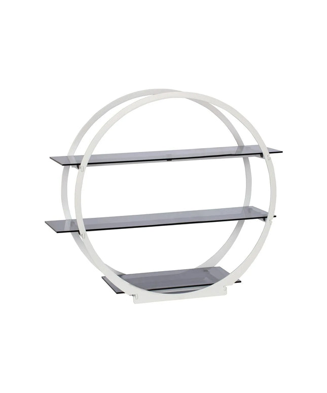 GGM Gastro Etagere / Buffet Stand - Stainless steel frame & white plexiglass shelves - White - round - Ø490mm - with 3 shelves
