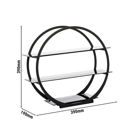GGM Gastro Etagere / Buffet Stand - Stainless steel & plexiglass - Black - round - Ø390mm - with 3 shelves
