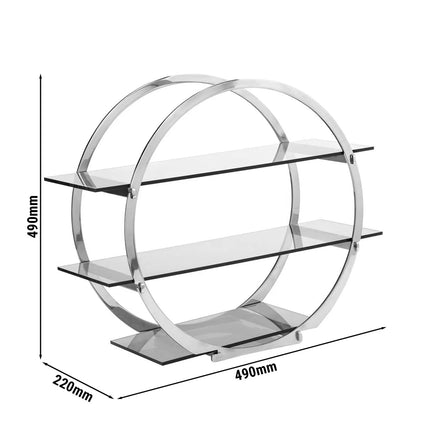 GGM Gastro Etagere / Buffet Stand - Stainless steel & plexiglass - Chrome - round - Ø490mm - with 3 shelves