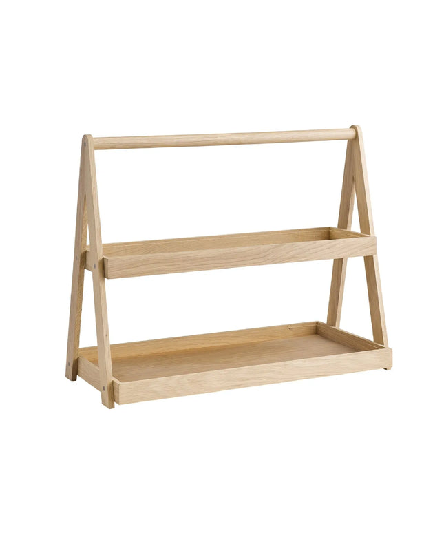 GGM Gastro Etagere / Buffet Stand - VALO - Oak - Brown - square - Height: 445mm - with 2 shelves - suitable for GN 2/4