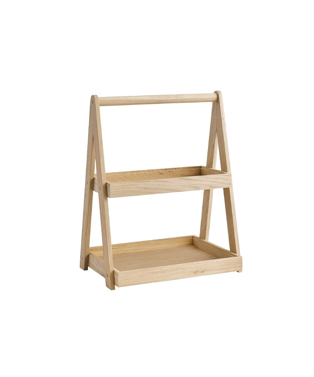 GGM Gastro Etagere / Buffet Stand - VALO - Oak - Brown - square - Height: 445mm - with 2 shelves - suitable for GN 1/2 & GN 1/3