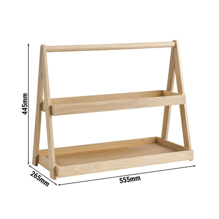 GGM Gastro Etagere / Buffet Stand - VALO - Oak - Brown - square - Height: 445mm - with 2 shelves - suitable for GN 2/4