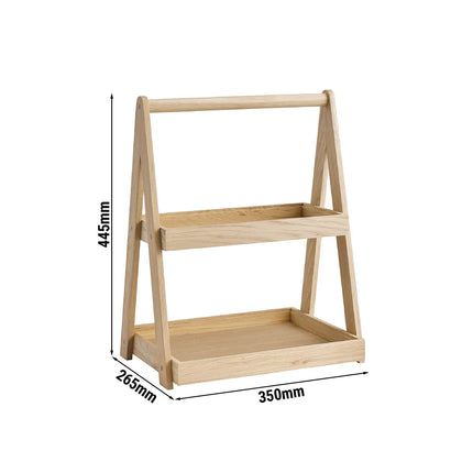 GGM Gastro Etagere / Buffet Stand - VALO - Oak - Brown - square - Height: 445mm - with 2 shelves - suitable for GN 1/2 & GN 1/3
