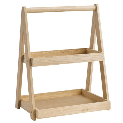GGM Gastro Etagere / Buffet Stand - VALO - Oak - Brown - square - Height: 445mm - with 2 shelves - suitable for GN 1/2 & GN 1/3
