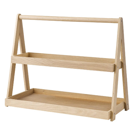 GGM Gastro Etagere / Buffet Stand - VALO - Oak - Brown - square - Height: 445mm - with 2 shelves - suitable for GN 2/4