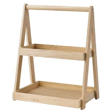 GGM Gastro Etagere / Buffet Stand - VALO - Oak - Brown - square - Height: 445mm - with 2 shelves - suitable for GN 1/2 & GN 1/3