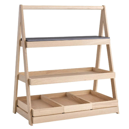 GGM Gastro Etagere / Buffet Stand - VALO - Oak - Brown - square - Height: 640mm - with 3 shelves - suitable for GN 1/1 & GN 2/4
