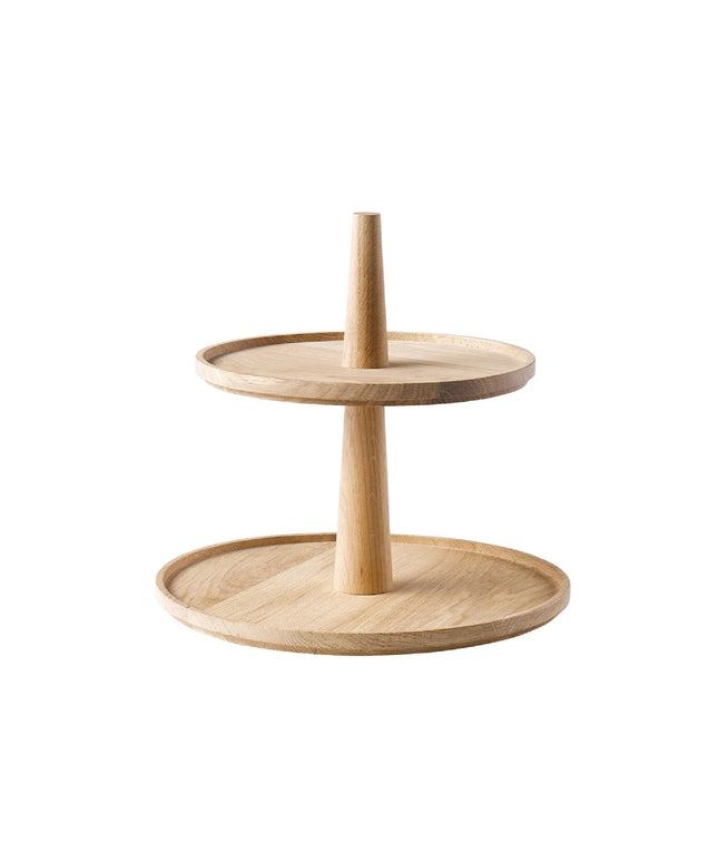 GGM Gastro Etagere / Buffet Stand - VALO - with 2 shelves - Oak - Brown - round - Height: 280mm