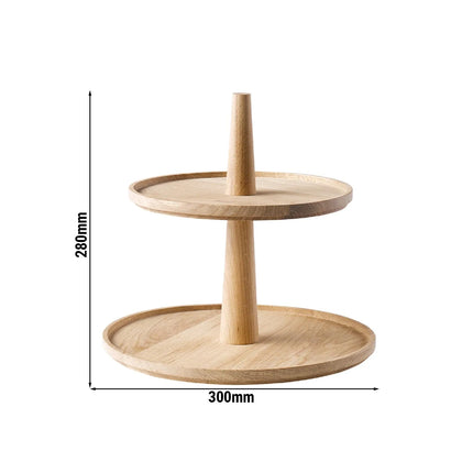 GGM Gastro Etagere / Buffet Stand - VALO - with 2 shelves - Oak - Brown - round - Height: 280mm