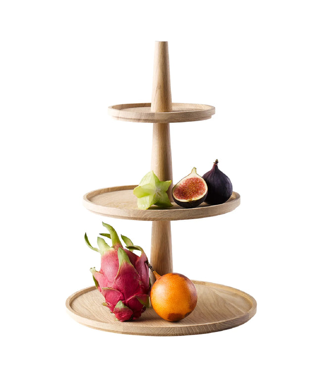 GGM Gastro Etagere / Buffet Stand - VALO - with 3 shelves - Oak - Brown - round - Ø300mm - Height: 420mm