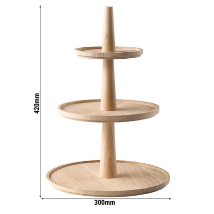 GGM Gastro Etagere / Buffet Stand - VALO - with 3 shelves - Oak - Brown - round - Ø300mm - Height: 420mm