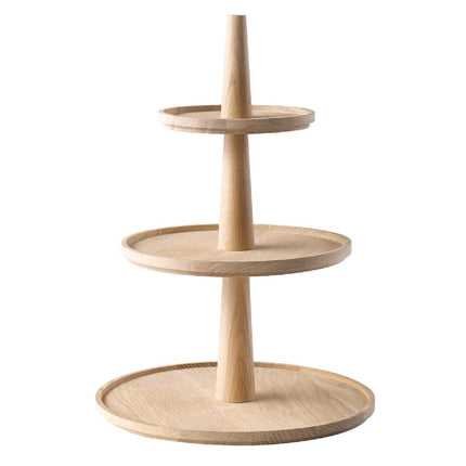 GGM Gastro Etagere / Buffet Stand - VALO - with 3 shelves - Oak - Brown - round - Ø300mm - Height: 420mm