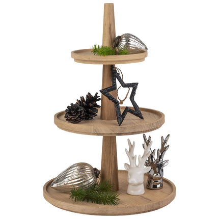 GGM Gastro Etagere / Buffet Stand - VALO - with 3 shelves - Oak - Brown - round - Ø300mm - Height: 420mm