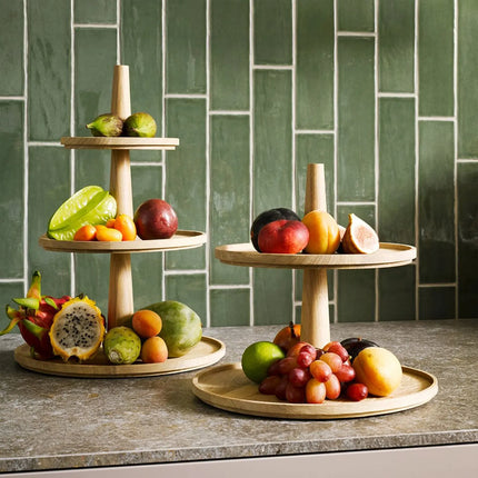 GGM Gastro Etagere / Buffet Stand - VALO - with 3 shelves - Oak - Brown - round - Ø300mm - Height: 420mm