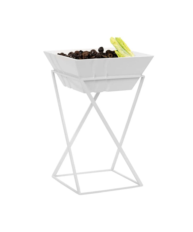 GGM Gastro Etagere / Buffet Stand - White - Height: 375mm - incl. 1 Melamine bowl - square - Powder-coated stainless steel & Melamine