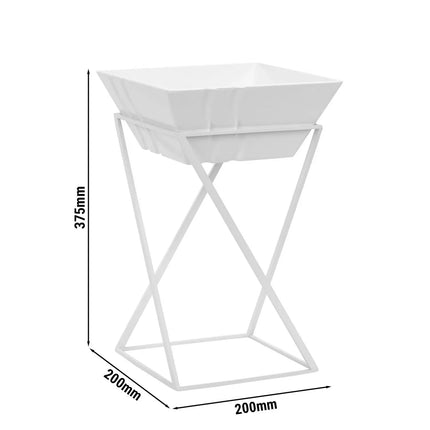 GGM Gastro Etagere / Buffet Stand - White - Height: 375mm - incl. 1 Melamine bowl - square - Powder-coated stainless steel & Melamine