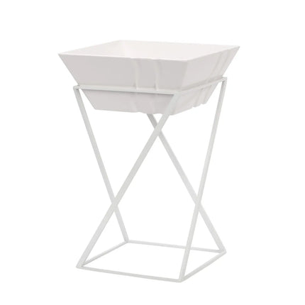 GGM Gastro Etagere / Buffet Stand - White - Height: 375mm - incl. 1 Melamine bowl - square - Powder-coated stainless steel & Melamine