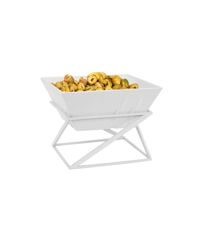 GGM Gastro Etagere / Buffet Stand - White - square - Height: 175mm - incl. 1 Melamine bowl - Powder-coated stainless steel & Melamine