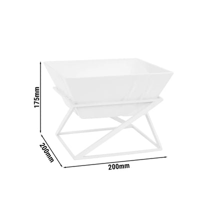 GGM Gastro Etagere / Buffet Stand - White - square - Height: 175mm - incl. 1 Melamine bowl - Powder-coated stainless steel & Melamine