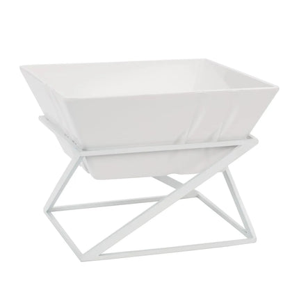 GGM Gastro Etagere / Buffet Stand - White - square - Height: 175mm - incl. 1 Melamine bowl - Powder-coated stainless steel & Melamine