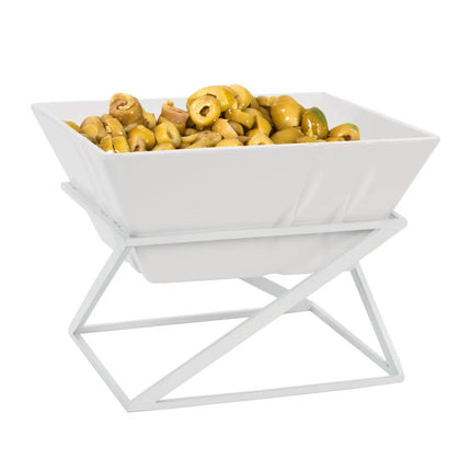 GGM Gastro Etagere / Buffet Stand - White - square - Height: 175mm - incl. 1 Melamine bowl - Powder-coated stainless steel & Melamine