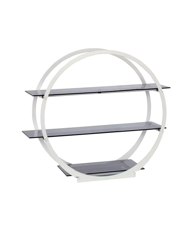 GGM Gastro Etagere / Buffet Stand - with 3 shelves - Stainless steel frame & white plexiglass shelves - White - round - Ø540mm
