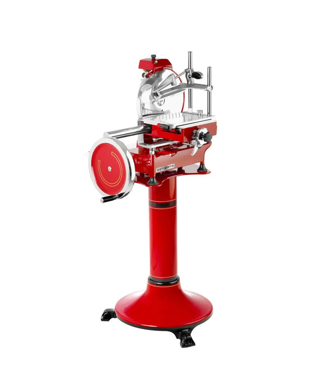 GGM Gastro Flywheel Meat Slicer - Blade 300mm - Red - with Pedestal Stand