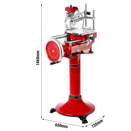 GGM Gastro Flywheel Meat Slicer - Blade 300mm - Red - with Pedestal Stand