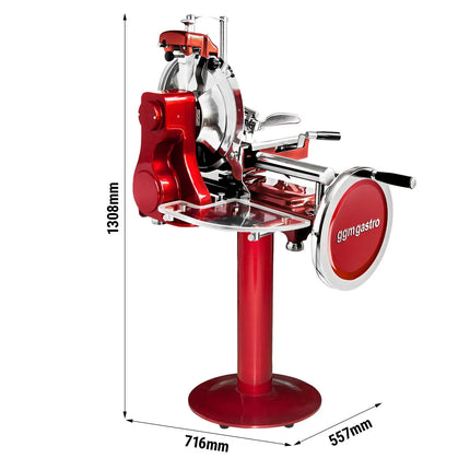 GGM Gastro Flywheel Meat Slicer - Blade 300mm - Red - with Pedestal Stand