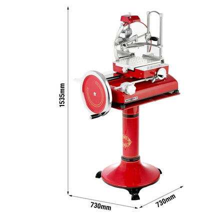 GGM Gastro Flywheel Meat Slicer - Blade 350mm - Red - with Pedestal Stand