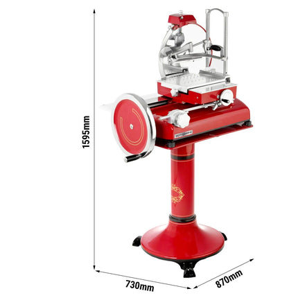 GGM Gastro Flywheel Meat Slicer - Blade 370mm - Red - with Pedestal Stand