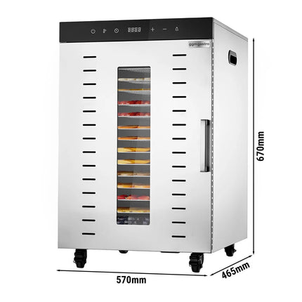 GGM Gastro Food Dehydrator - with 16 Shelves - Stainless Steel - Digital Timer - 1.5kW