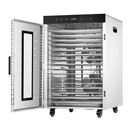 GGM Gastro Food Dehydrator - with 16 Shelves - Stainless Steel - Digital Timer - 1.5kW