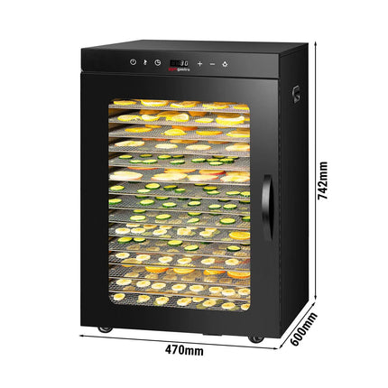 GGM Gastro Food Dehydrator - with 16 Trays - Black - Digital Timer - 1.5kW