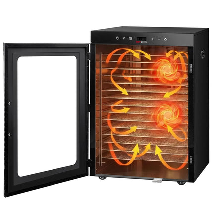 GGM Gastro Food Dehydrator - with 16 Trays - Black - Digital Timer - 1.5kW