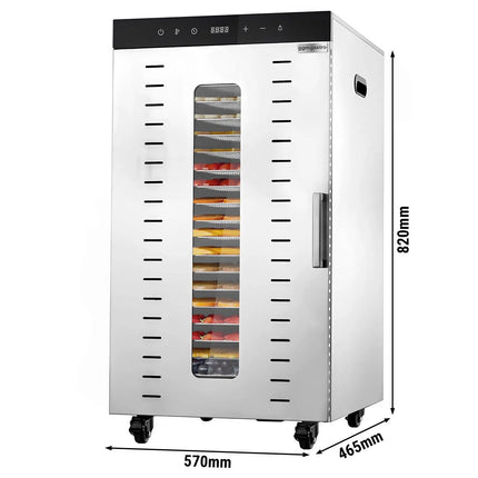 GGM Gastro Food Dehydrator - with 20 Shelves - Stainless Steel - Digital Timer - 2kW
