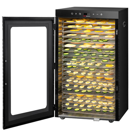 GGM Gastro Food Dehydrator - with 20 Shelves - Stainless Steel - Digital Timer - 2kW