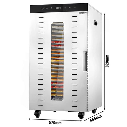 GGM Gastro Food Dehydrator - with 24 Trays - Stainless Steel - Digital Timer - 2kW