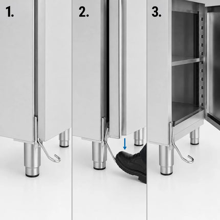 GGM Gastro Foot pedal door opener PREMIUM - Stainless steel - 261x68x131mm - Right & Left hinge - for KSF, KF, TKSF & TF fridges and freezers