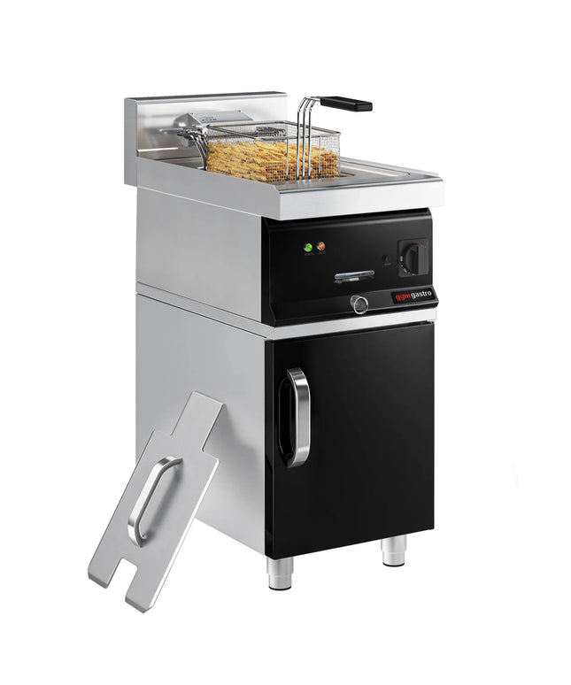 GGM Gastro Free Standing Electric Fryer - 10 litres - 12kW - with drain tap - incl. substructure with 1 door