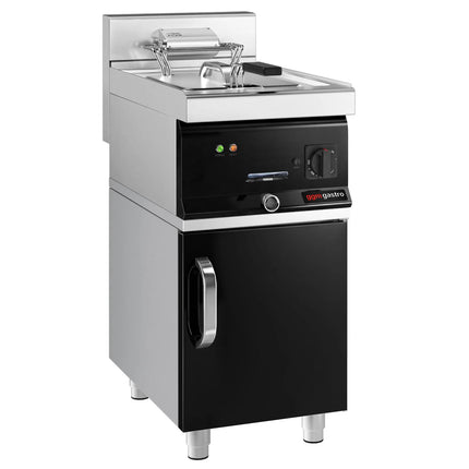GGM Gastro Free Standing Electric Fryer - 10 litres - 12kW - with drain tap - incl. substructure with 1 door
