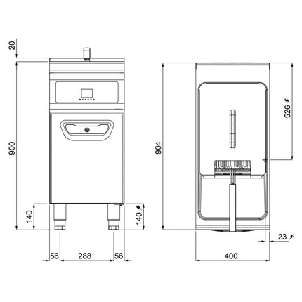 GGM Gastro Free Standing Electric Fryer - 22 litres - 22kW - Electronic control - with built-in oil filtration